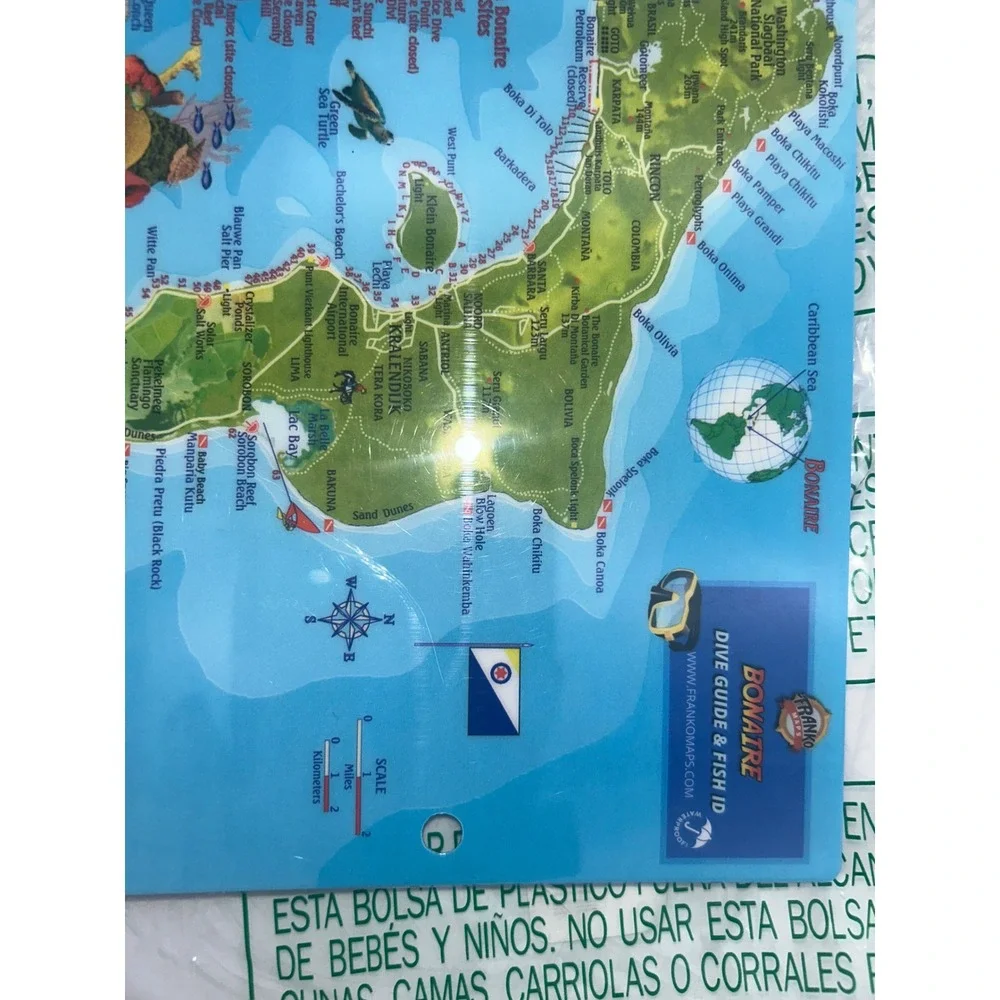 Franko Maps Bonaire Dive Guide & Fish ID Card‎ Waterproof Laminated Map